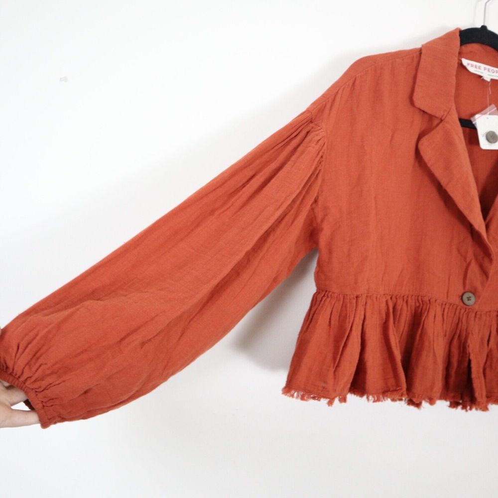 NWT Free People Size XS Lyra Tiered Bed Jacket Gauzey Rust Orange - Picture 6 of 11